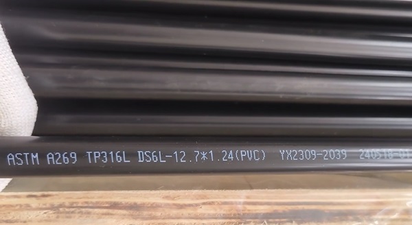 Marking of PVC coated ss tubes.